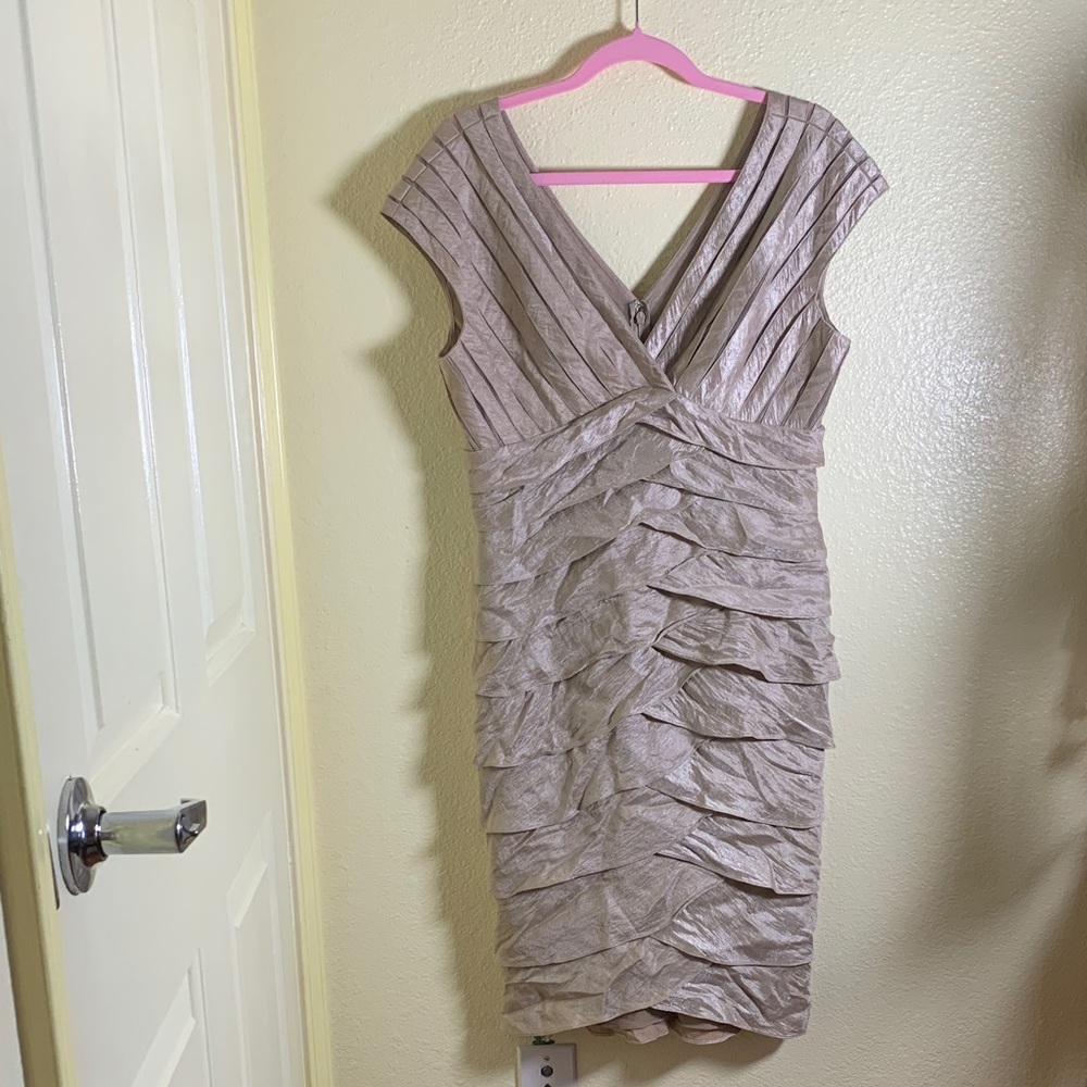 NWOT Adrianna Papell Textured Beige Mini Dress, Size 12